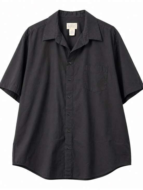kings court Other - Men's Short-Sleeve Button-Down Shirt in Black — Relaxed Camp Collar